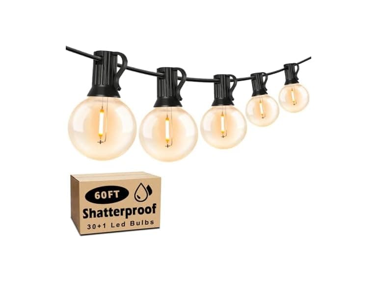 60FT Outdoor String Lights Waterproof