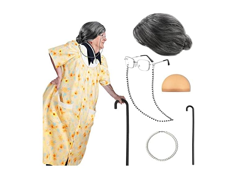 Zhanmai (M) 7 Pcs Old Lady Costume Halloween - Image 1