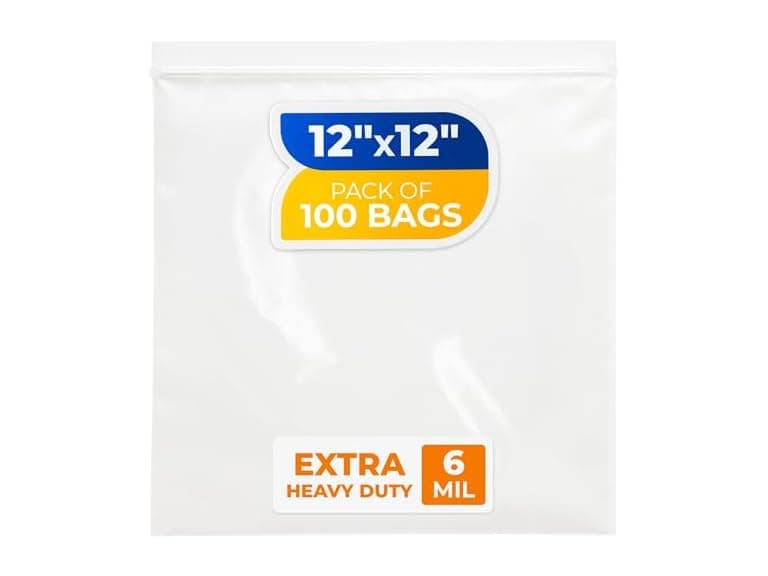 Paclord 12" x 12" Large Zip Seal Lock Bags, 6 Mil (Pack of 100)  - Image 1