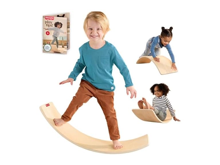 Fisher-Price Wood Montessori Toy Rockin' Balance Board - Image 1