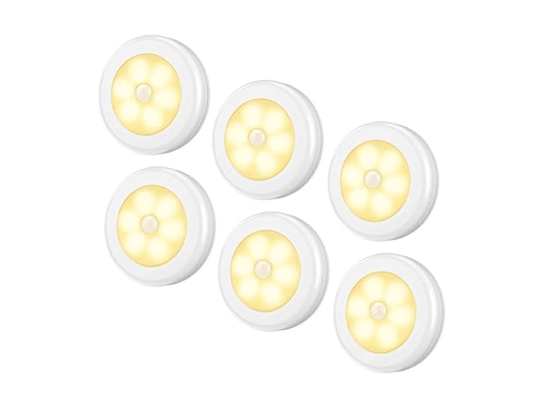 6 PC Battery-Powered Motion Sensor Light- Warm White - Image 1
