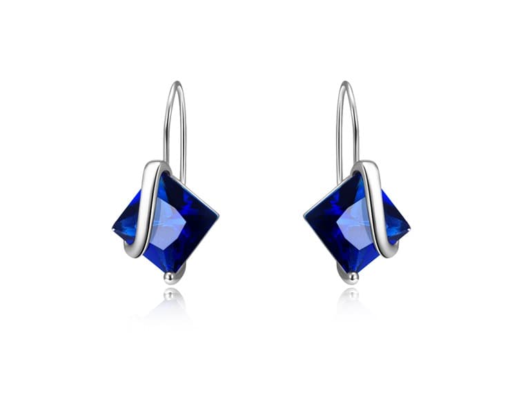 925 Sterling Silver Sapphire Earrings - Image 1