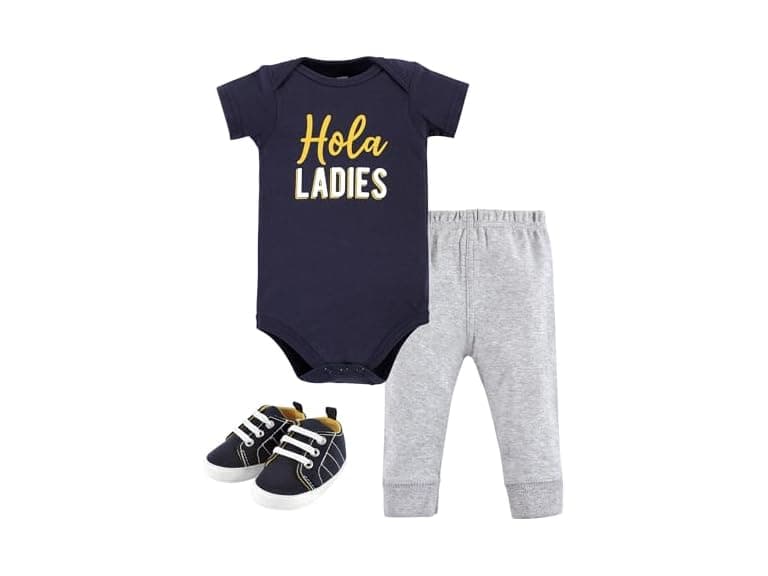 Hudson Baby Unisex Baby Cotton Bodysuit, Pant and Shoe Set - Image 1