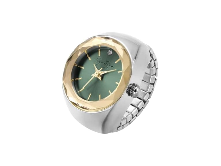 Jessica Simpson Silver Ring Watch Gold Bezel - Image 1