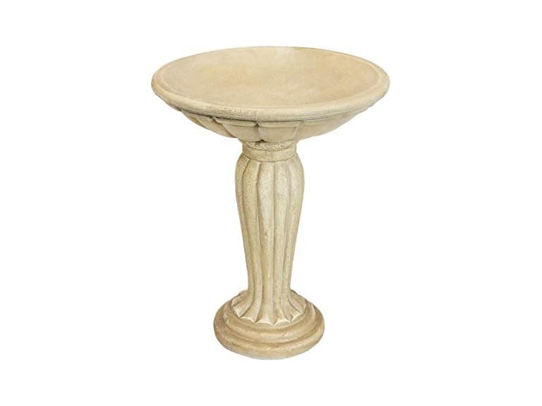 Sunnydaze 20.25” H Concrete Bird Bath Antique White - Image 1