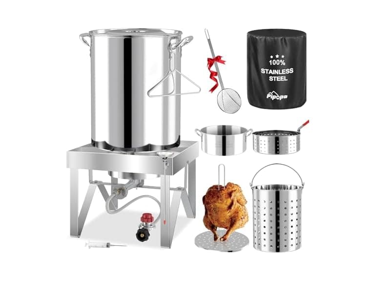 30QT Turkey Fryer Kit | Stainless Steel | Cover - Image 1