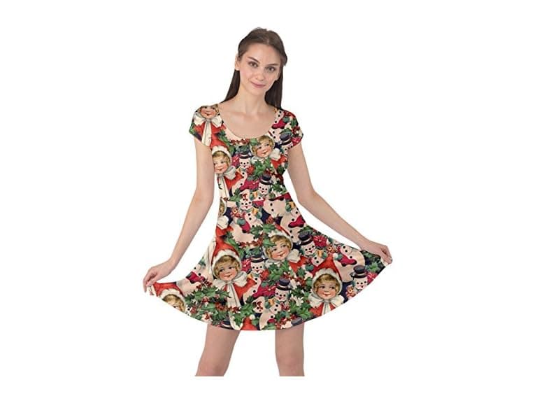 CowCow Women (S) Xmas Dolls Short Sleeve Dress - Image 1