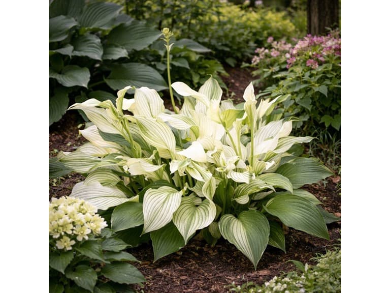 White Feather Hosta Plants - 4 Bare Roots - Image 1