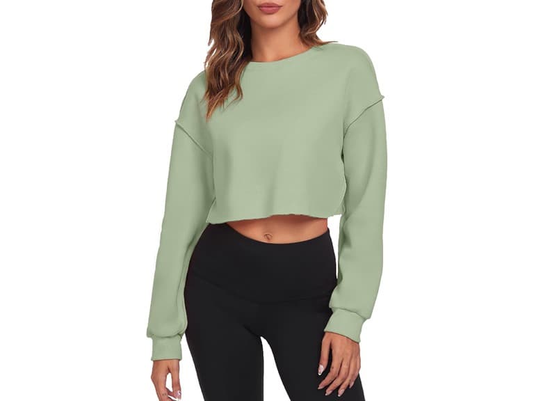 FKEEP Women (S) Cropped Sweatshirts Tops Zgreen