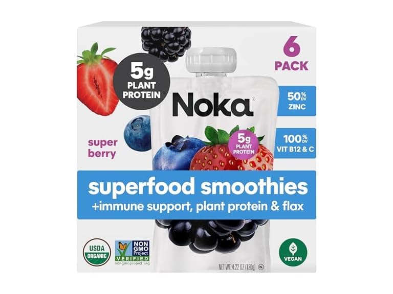 Noka Super Berry Smoothie Pouches, 6pk - Image 1