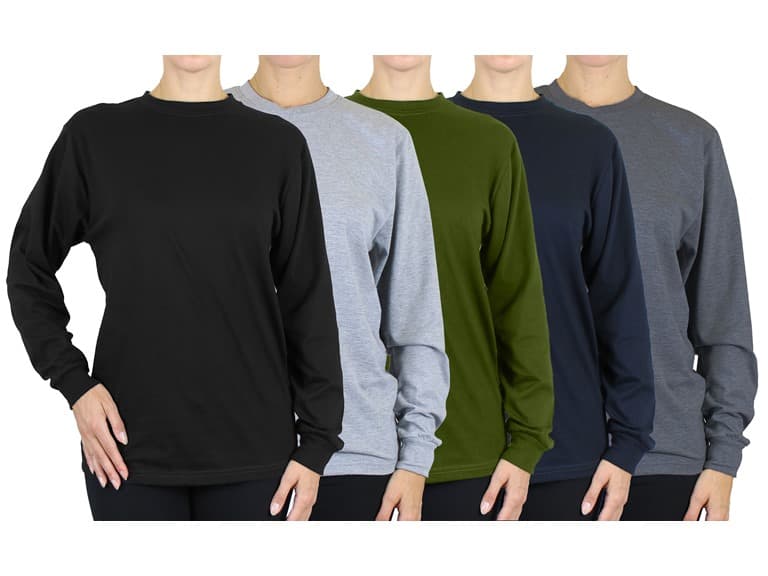 (3 or 6Pk) Womens L/S Loose Fit Solid Shirt - Image 1