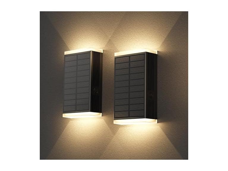 UGDLUCK BH-1051 Solar Wall Light Outdoor 2Pk Sconce - Image 1