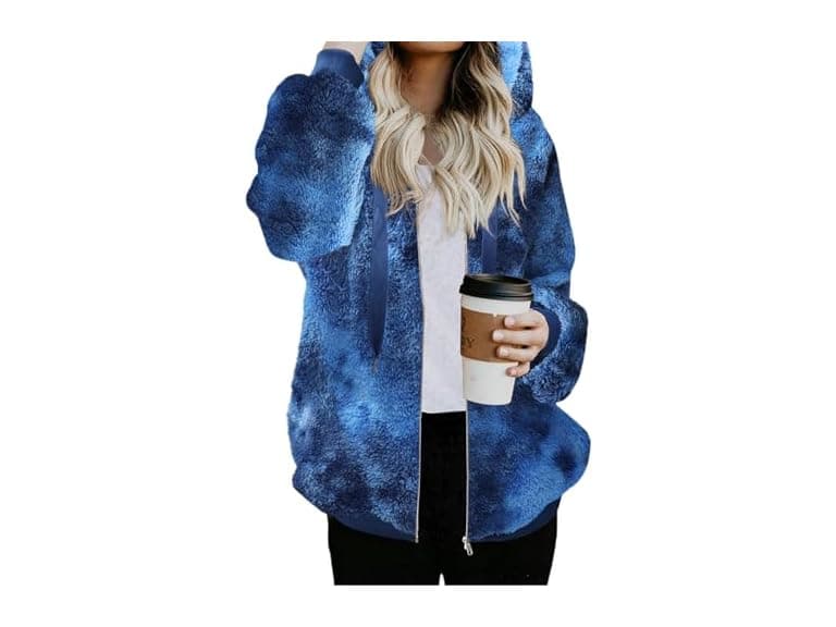 Nirovien Women (XL) Full Zip Up Sherpa Hoodie - Image 1
