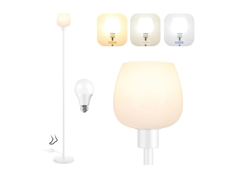Floor Lamp w-Opal Glass Shade & Foot Switch - Image 1