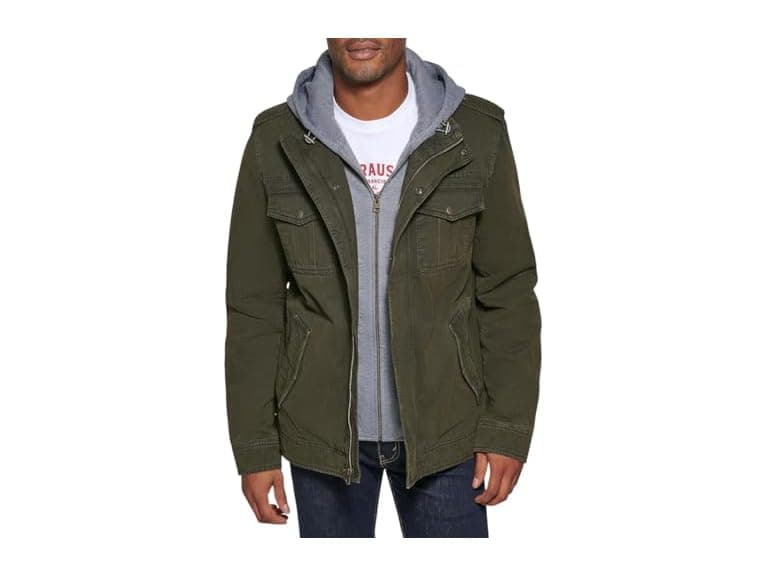 Levis Mens Washed Cotton Military Jacket - Image 1