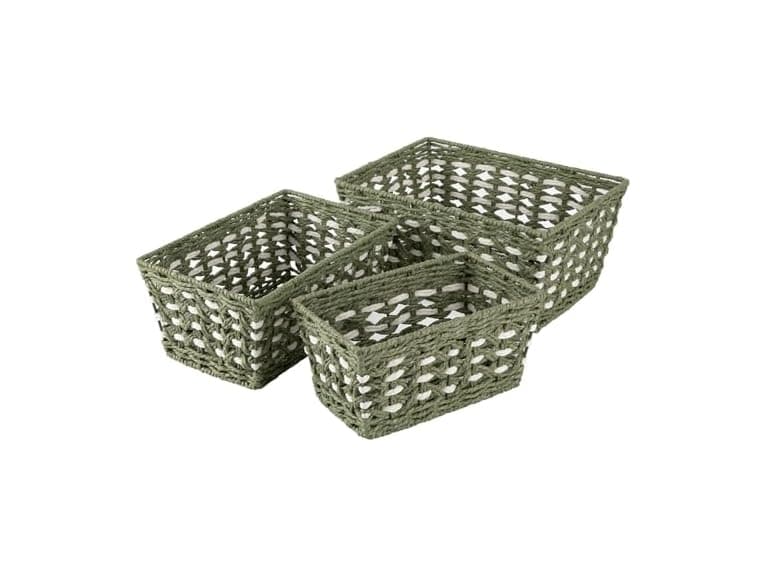 OIAHOMY Wicker Storage Baskets, Green & White - Image 1