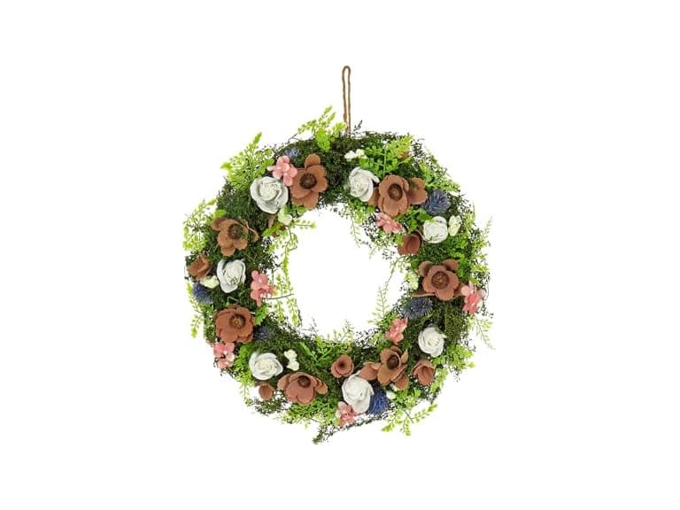 National Tree Company 18" Spring Wood Curl Wreath - Image 1