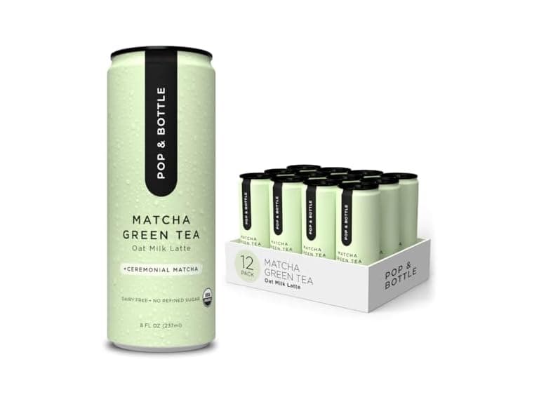 12PK Pop & Bottle, Oat Milk Lattes - Matcha Green Tea - Image 1