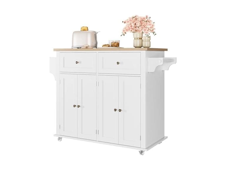 Kitchen Island Cart w/ Drawer, White - Image 1