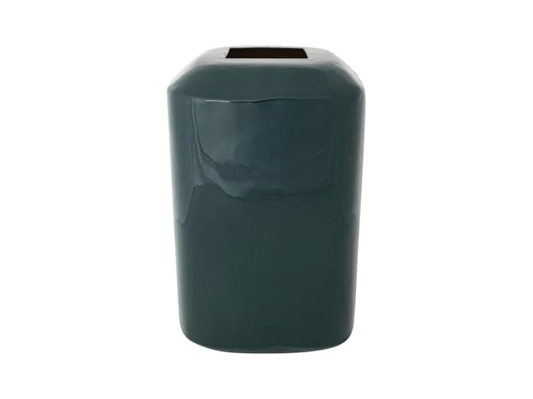 Creative Co-Op Square Enameled Metal Vase, Green Finish - Image 1