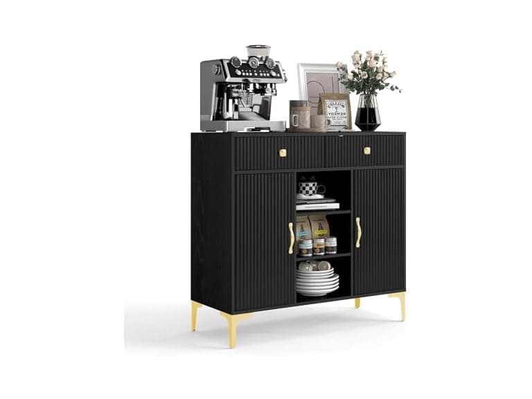 OBEKANN Black Sideboard Buffet Cabinet - Image 1