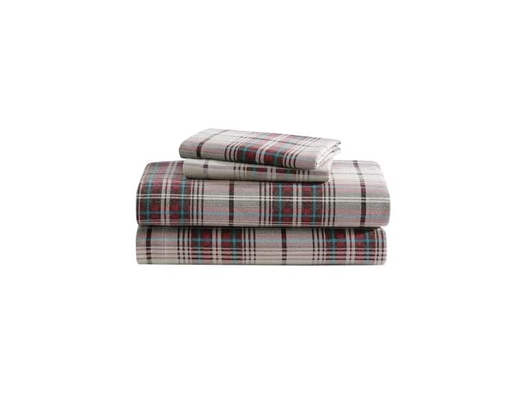 Eddie Bauer - Flannel Sheets Queen Montlake Plaid Red - Image 1