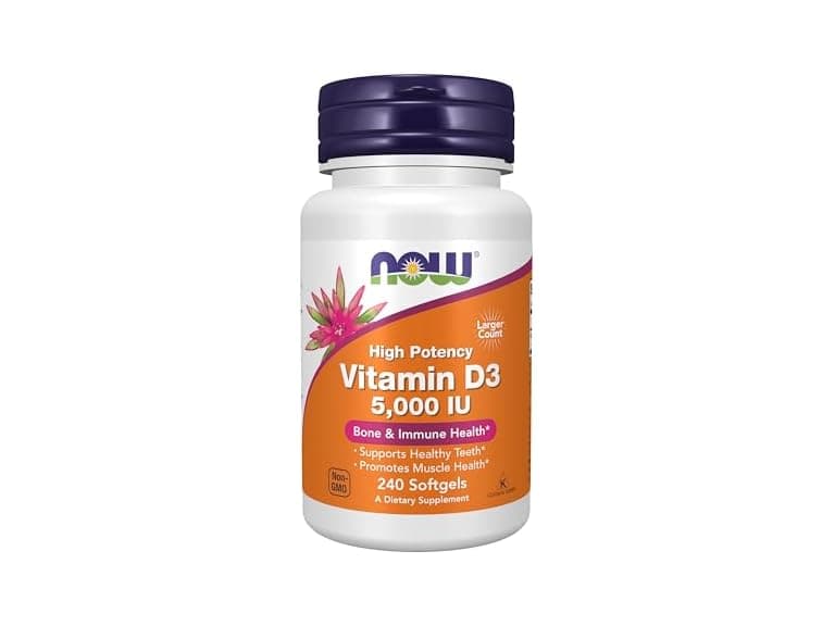 NOW Foods Vitamin D3 5000 IU 240 Softgels - Image 1