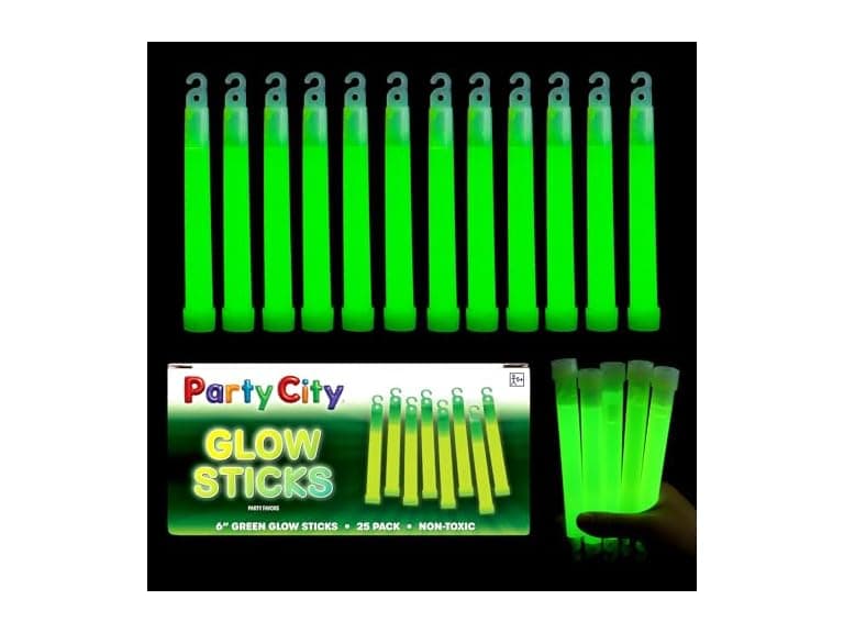 Party City Green Glow Sticks Bulk Pack 6”- 25pk  - Image 1