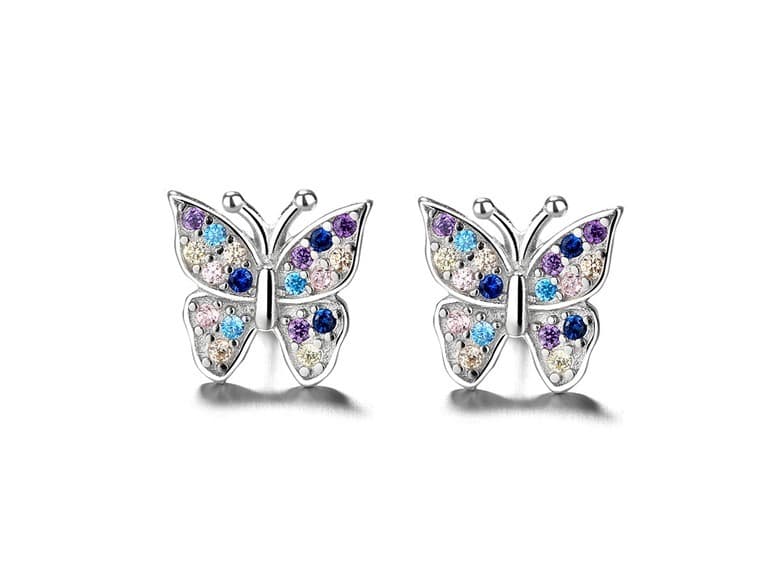 925 Silver Crystal Butterfly Earrings - Image 1