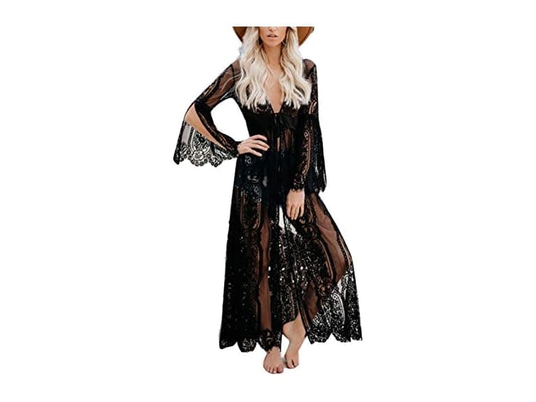 RanRui Women (OS) Lace Kimonos Sexy Sheer Up Dress - Image 1