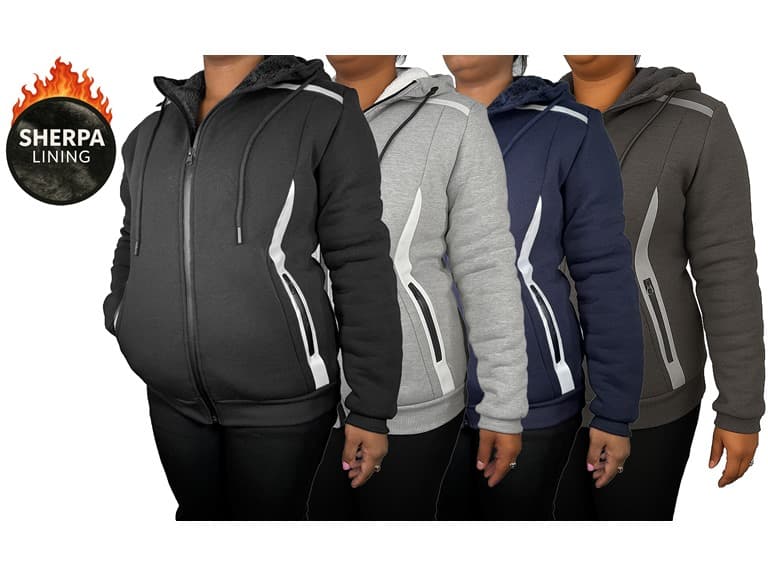 Womens Sherpa Reflective Tech Zip Hoodie - Image 1