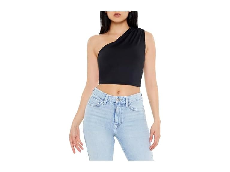 Forever 21 Ruched One-shoulder Crop Top - Image 1