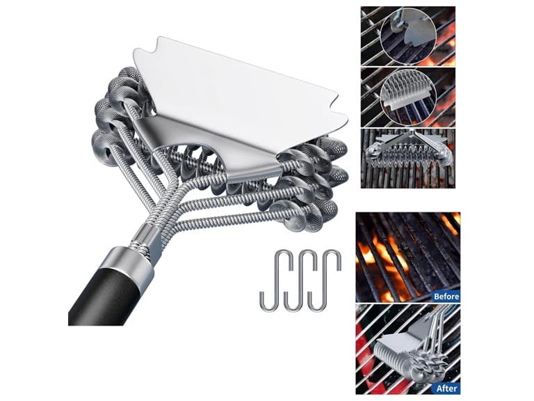17" Stainless Steel Grill Brush and Scraper Bristle Free - Image 1