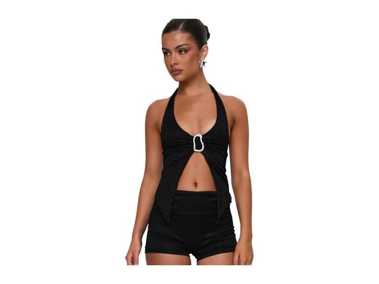 Princess Polly Moderna Halter Lace Top - Image 1