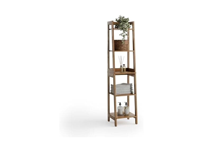 Zenna Home Bamboo Linen Tower with 5 Shelves - Image 1