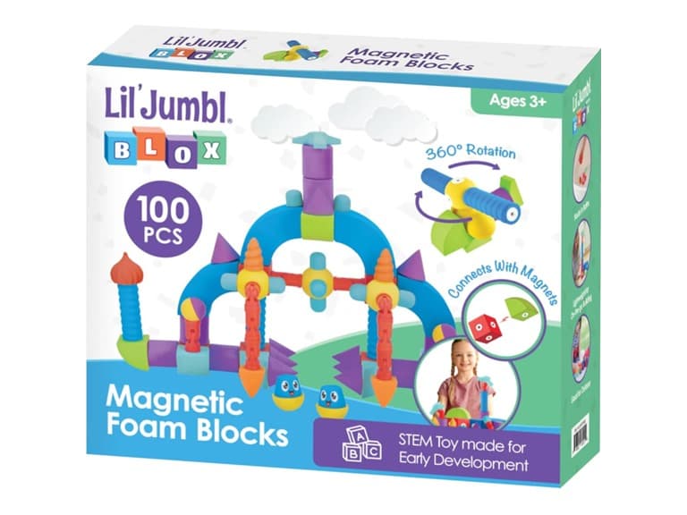 Lil' Jumbl Blox 100-Piece Magnetic Building Blocks Play Set - Image 1