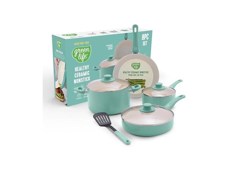 GreenLife Soft Grip 8 Piece Cookware Set - Image 1