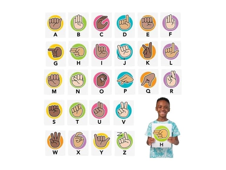 Fun Express American Sign Language Alphabet Mini Posters Set - Image 1