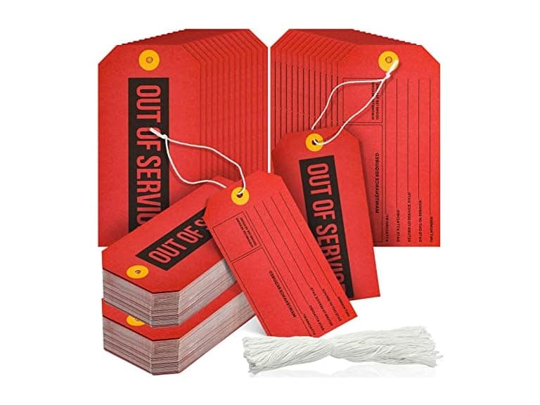 200 Pack Out of Service Tags With Wire - Image 1