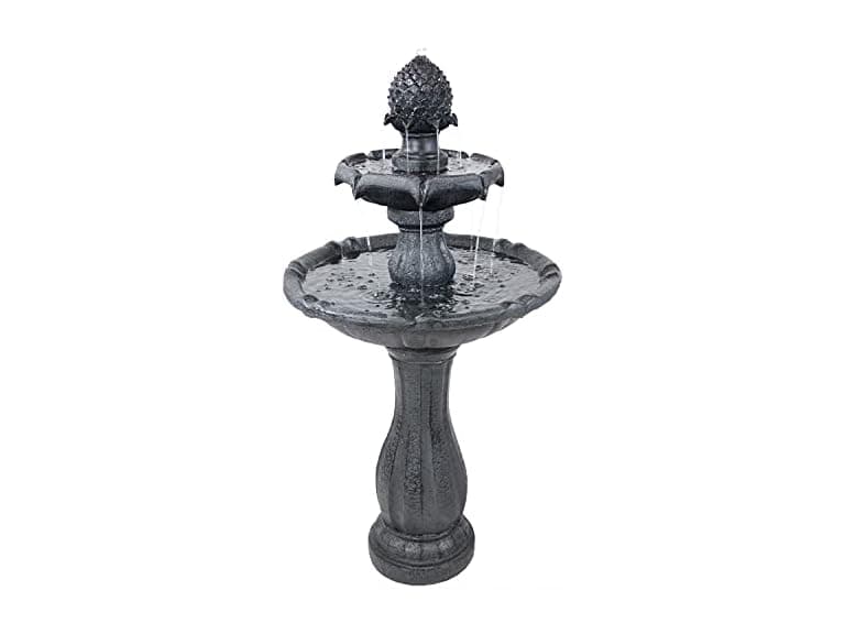Sunnydaze Pineapple 46-Inch 2-Tier Outdoor Solar Fountain - Image 1