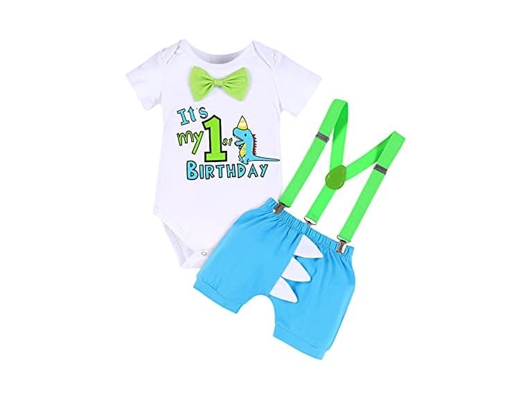 Imekis Boys (12-18 MOS) Dinosaur Outfit Shorts - Image 1