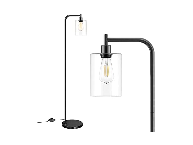 Bosceos Industrial Floor Lamp with Hanging Glass Shade - Image 1