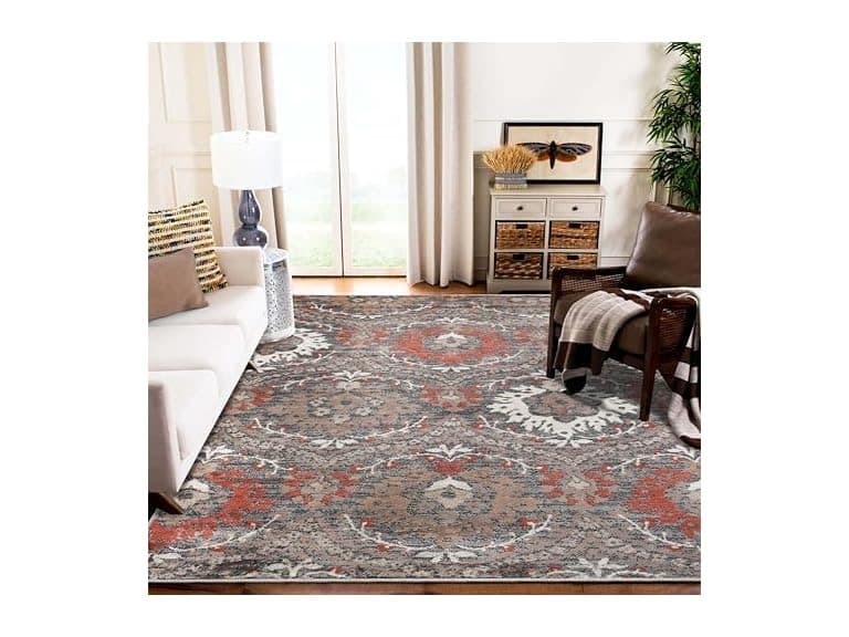 Superior 5'x8' Vintage Floral Damask In Rust - Image 1