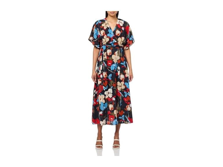 HALSTON H Womens Short Sleeve V-Neck Dress - Image 1