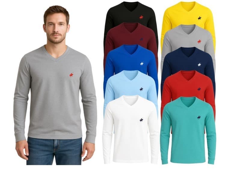 (4PK) Men's Cotton Long Sleeve T-Shirts - Image 1