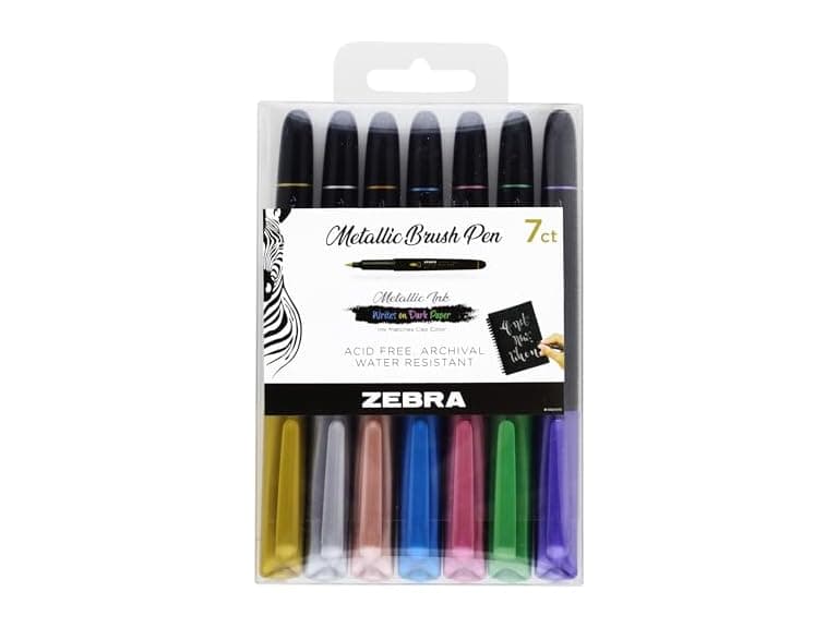Zebra Pen Metallic Brush Pen, Assorted Ink - Image 1
