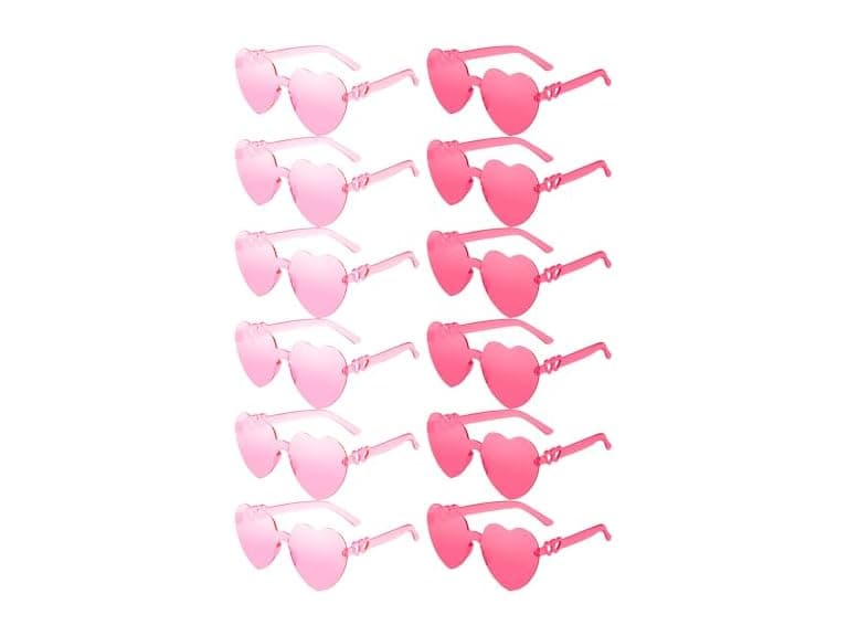 12 Pairs Heart Shaped Rimless Sunglasses - Image 1