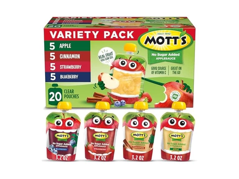 20PK Mott's No Sugar Added Applesauce 4 Flavor Variety - Image 1
