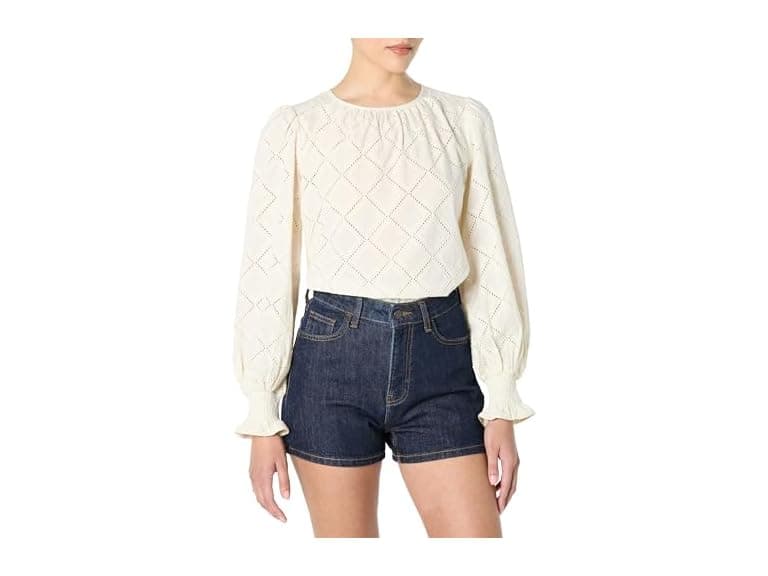 The Drop Women Ariel Eyelet Popover Blouse - Image 1