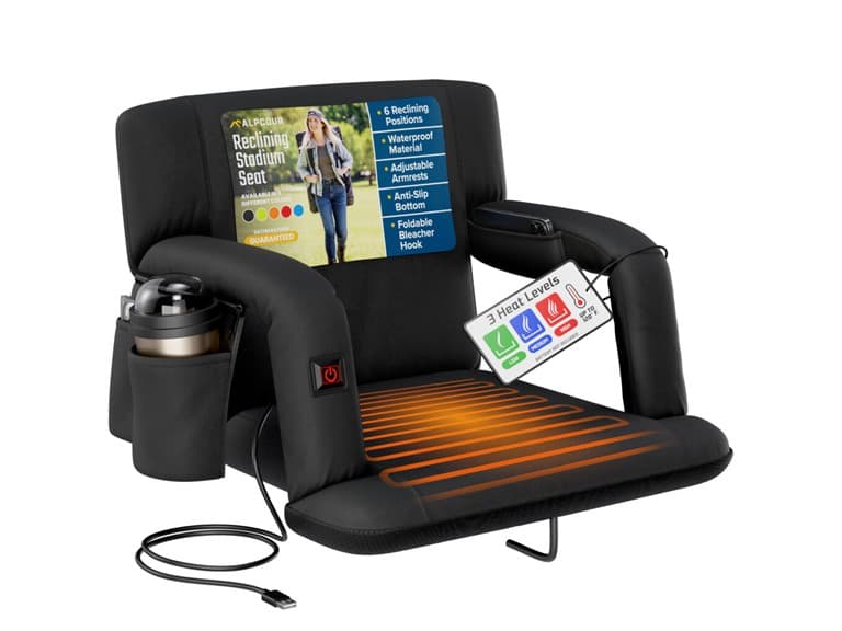 Alpcour 2-Pack Heated Reclining Stadium Seat with Armrests